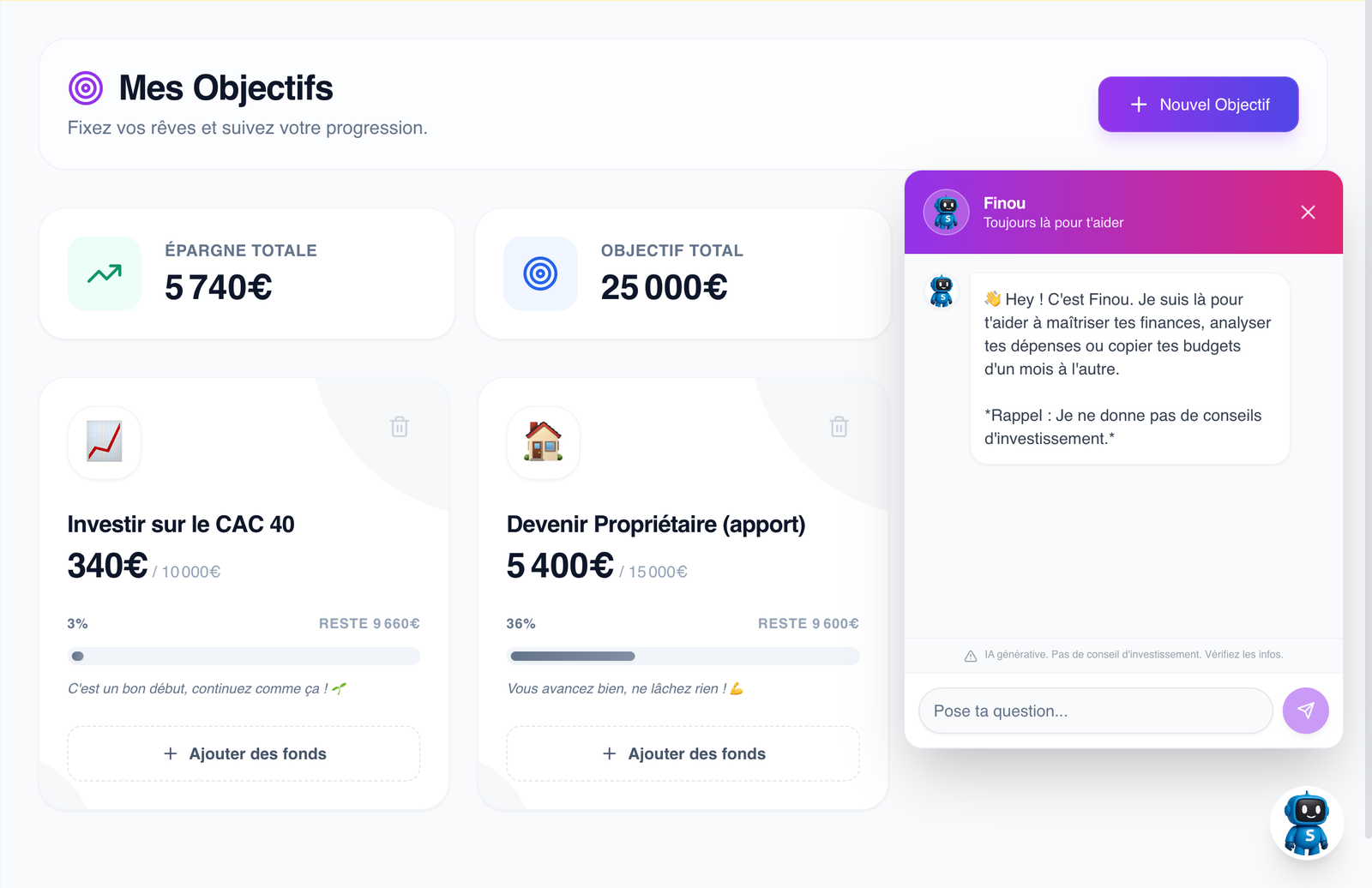 Mes objectifs financiers Mes objectifs financiers